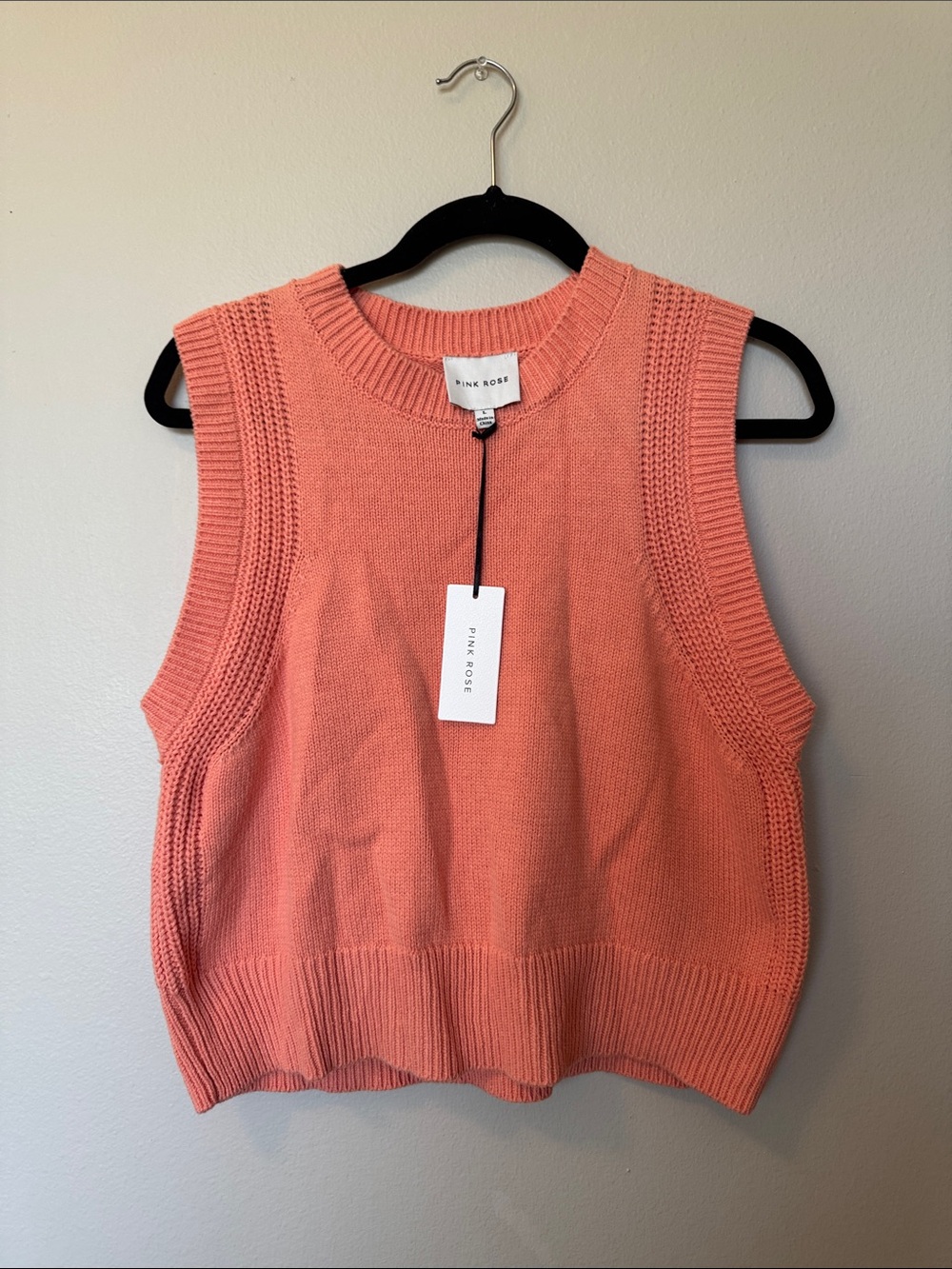 NWT Pink Rose Coral/Peach Knit Sweater Tank Top